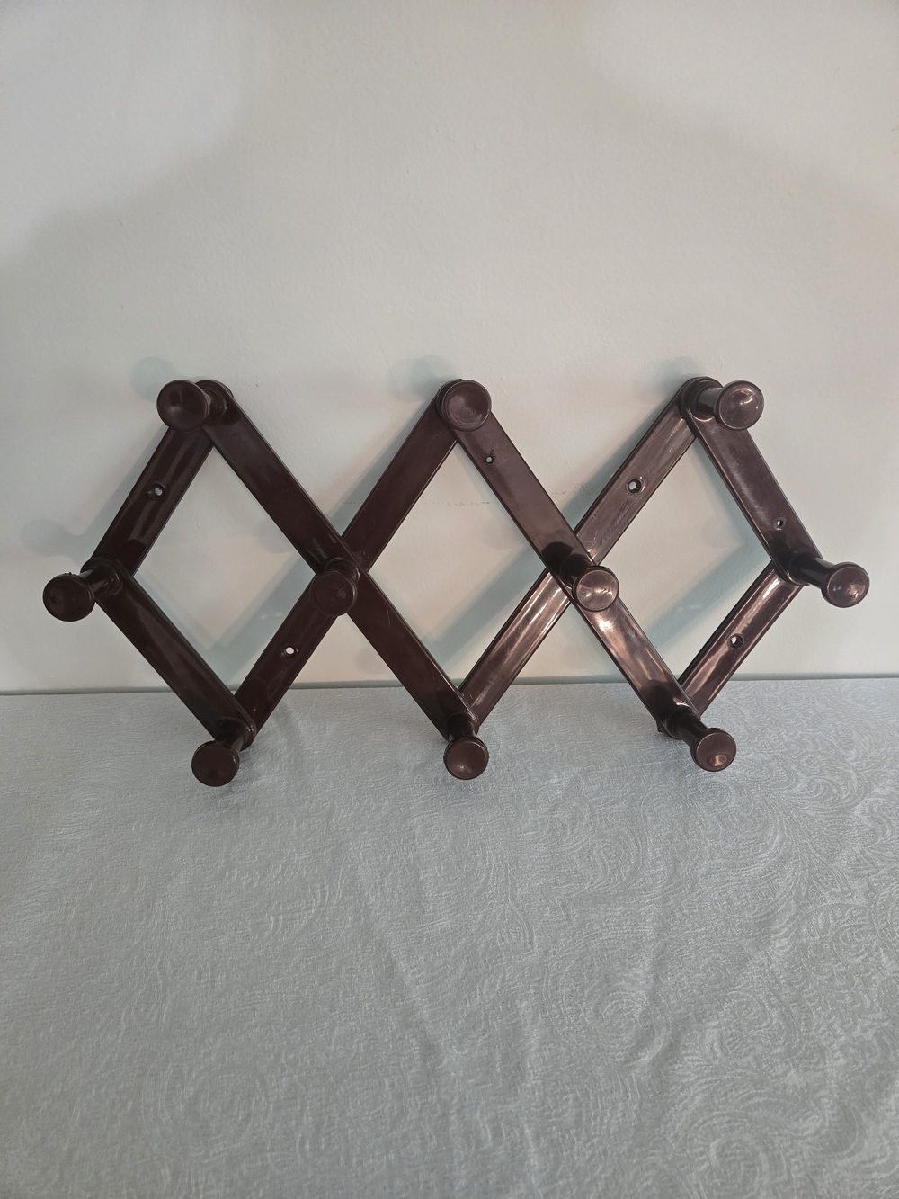 Vintage Accordion Rack, Brown Plastic